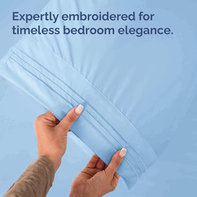 Queen Pillow Cases Set of 10 - Ultra Soft Hotel Quality Pillowcase Covers - Comfy, Cozy & Wrinkle Free - Shrink, Stain & Fade Resistant - Machine Washable Pillow Protectors - 10 Piece Set - Light Blue