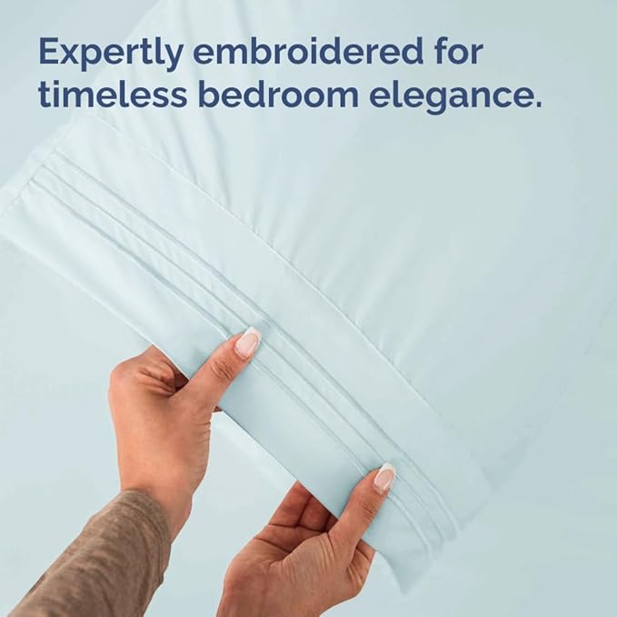 Standard Pillow Cases Set of 2 - Ultra-Soft Hotel Quality Pillowcase Covers - Comfy & Wrinkle Free - Stain & Fade Resistant - Machine Washable Pillow Protectors - 2 Piece Set - Standard Size Ice Blue