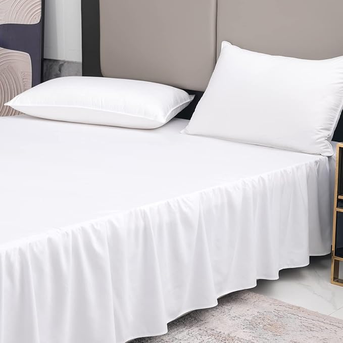 White Bed Skirt Twin Size Ruffled Bed Skirt with Split Corners, Twin Bed Skirt 18 Inch Drop, Twin Size Bed Skirt White for Ruffled Bed Skirt with Split Corners, Bed Skirt Twin Size