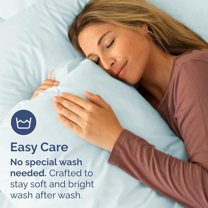 King Pillow Cases Set of 4 - Ultra Soft Hotel Quality Pillowcase Covers - Comfy, Cozy & Wrinkle Free - Shrinkage, Stain and Fade Resistant - Machine Washable Pillow Protectors - 4 Piece Set - Ice Blue