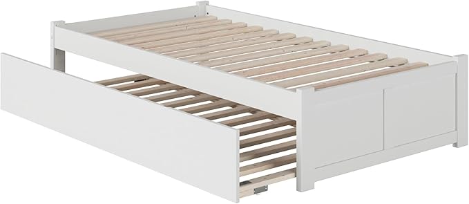 AFI Concord Twin Size Platform Bed with Footboard & Twin Trundle in White