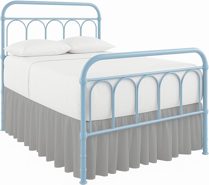 Ruffled Bed Skirt with Split Corners-Dust Ruffle - 12" Drop 100% Microfiber Soft,Sheen & Luxurious Look - Bed Skirts (Light Grey -Full)