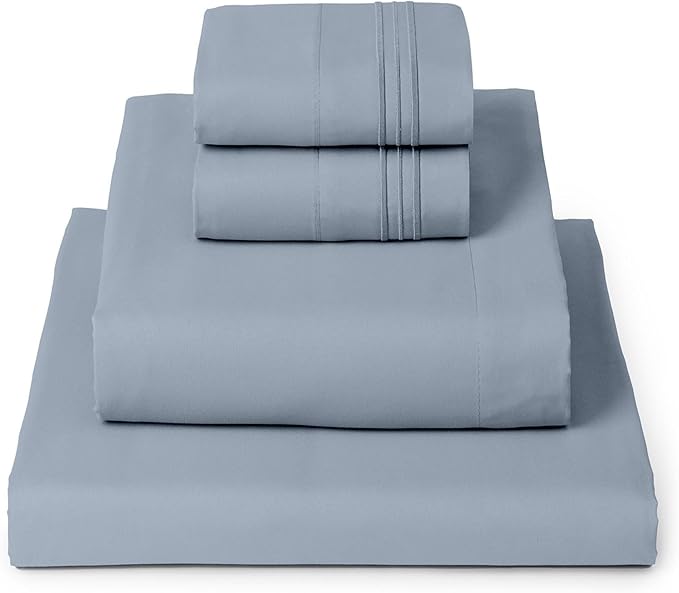 Mellanni Twin XL Sheet Set - 4-Piece Iconic Collection Bedding, (Including 2 Pillowcases), 16-Inch Deep Pocket, Easy Care, Extra Soft, Cooling Sheets, Brushed Microfiber - Blue Hydrangea