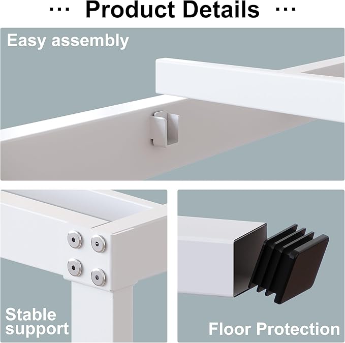 18 Inch White Full Size Bed Frame Heavy Duty Metal Platform No Box Spring Needed, Maximum Storage, Easy Assembly, Noise Free