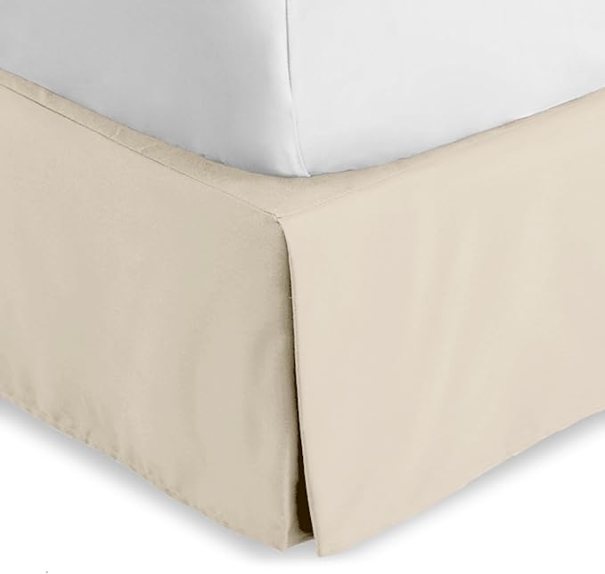 Bare Home Full Bed Skirt - 15-Inch Tailored Drop Easy Fit - Bed Skirt for Beds - Center & Corner Pleats (Full, Sand)
