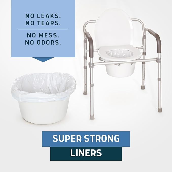 Lunderg Commode Liners - Value Pack 250 Count Universal Fit - Medical Grade Bedside Commode Liners Disposable for Adult Commode Chair, Portable Toilet Bags or Camping Toilet Bags