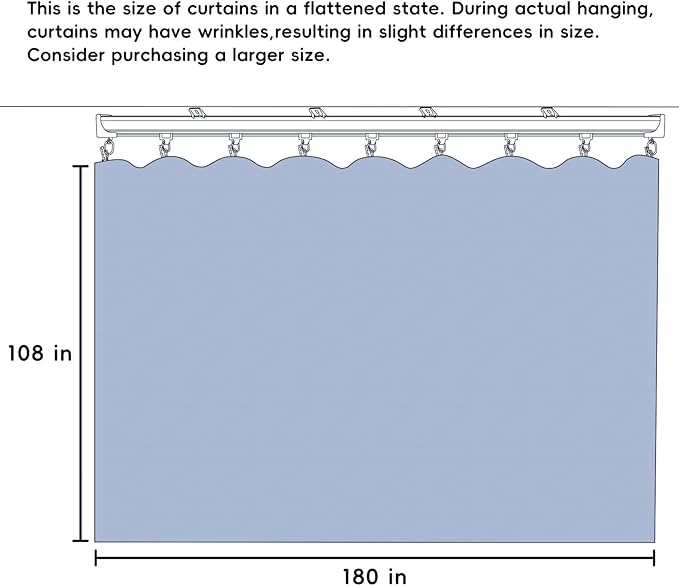 Room Divider Ceiling Mounted Curtains Track Sets Extra Wide Blackout Curtain Flexible Tracks for Bedroom Privacy Partition Separator, 1 Panel Beige Drape and White Rail, W15 x H9ft