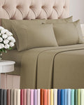 Queen 6 Piece Sheet Set - Cooling, Comfy & Breathable - Hotel Luxury Bedding, Includes Fitted Sheet for Women, Men, Kids and Teens - 1 Flat, 1 Fitted Sheet, 4 Pillowcases with Deep Pockets - Khaki