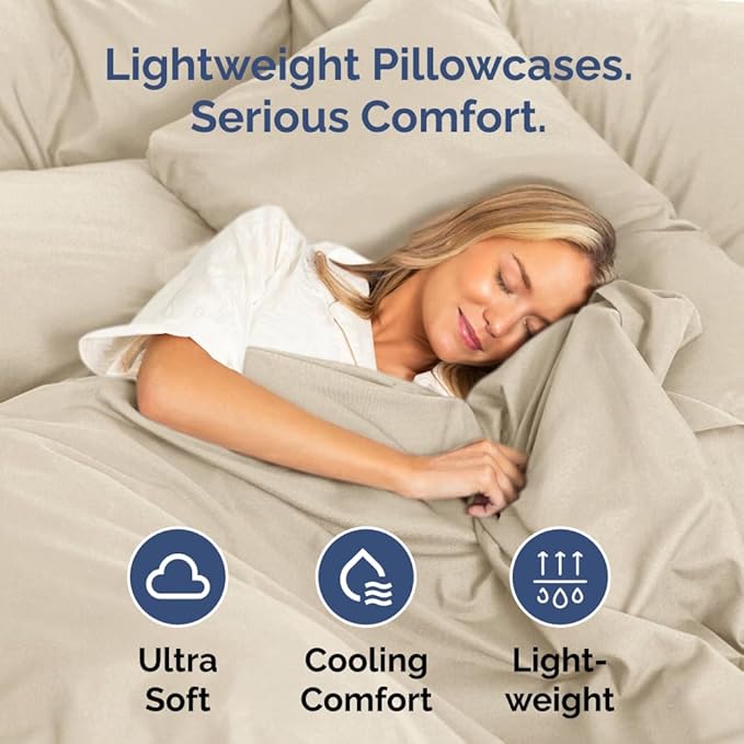 Queen Pillow Cases Set of 4 - Ultra Soft Hotel Quality Pillowcase Covers - Comfy, Cozy & Wrinkle Free - Shrinkage, Stain and Fade Resistant - Machine Washable Pillow Protectors - 4 Piece Set - Wheat