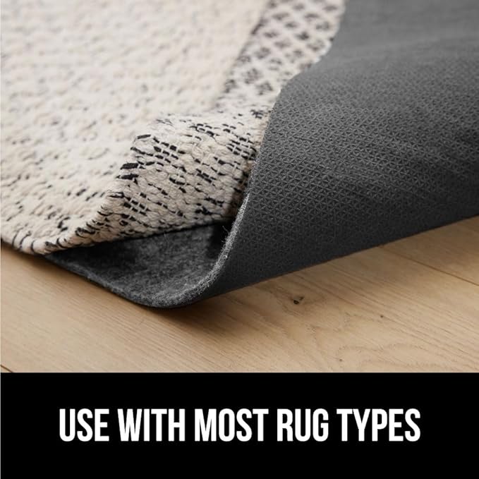 GORILLA GRIP Felt and Natural Rubber Stay in Place Slip Resistant Rug Pad, 1/4in Thick, 8x10 FT Protective Padding Under Area Rugs, Cushioned Gripper Pads, Carpet Runners, Hardwood Floors Protection