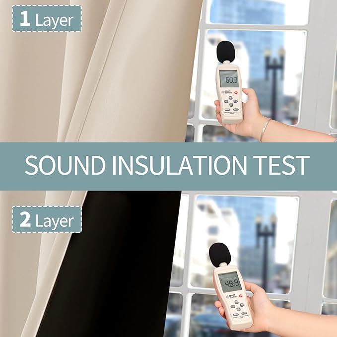 BGment Champagne Blackout Curtains for Bedroom 63 Inch Length, Thermal Insulated Full Room Darkening Soundproof Window Curtains Drapes with Rod Pocket, 2 Panels，Each Panel 52 Inch Wide