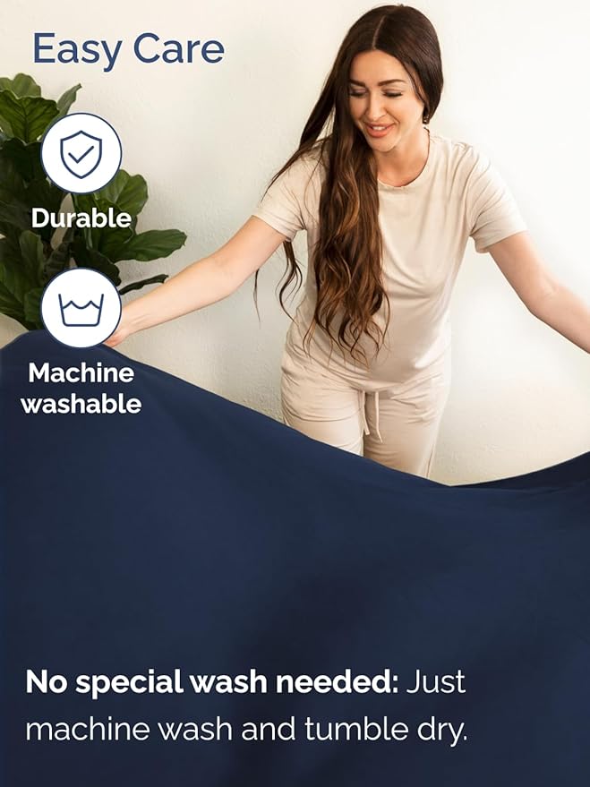 Extra Deep Twin XL Sheet Set - 4 Piece Breathable and Cooling Sheets - Hotel Luxury Bed Sheets Set - Easy Fit - Soft, Wrinkle Free and Comfy Sheets Set - Navy Blue Sheet Set with Extra Deep Pockets