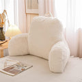 Holawakaka Large Faux Fur Bed Rest Pillow with Arms, Rabbit Fur Reading Pillows Perfect for Adults Men Women, Arm, Back, Pregnancy Lumbar & Head Neck Coccyx Lower Back Support Cushion (Ivory)