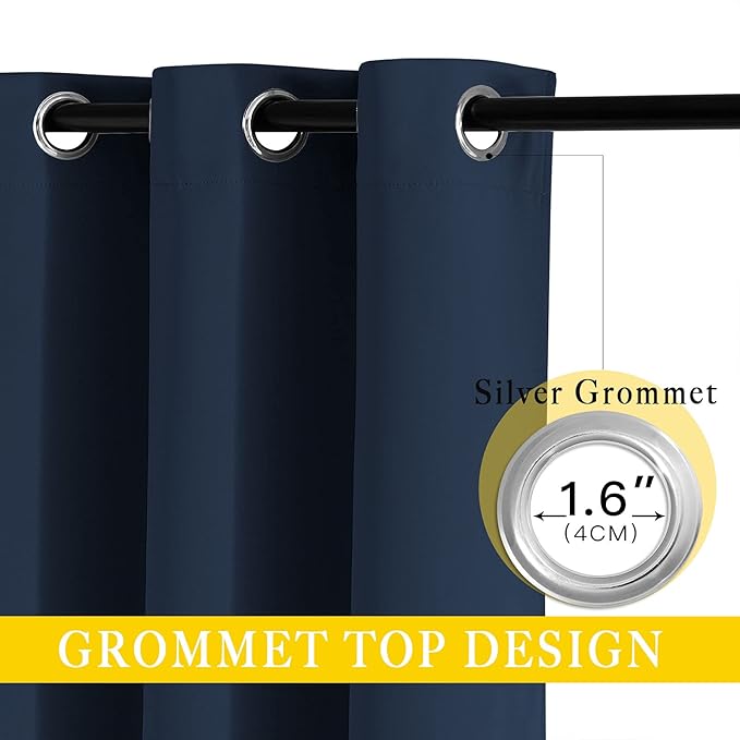 NICETOWN Bedroom Window Treatment Blackout Curtain Panel - Thermal Insulated Blackout Curtain Drape/Drapery for Sliding Glass Door/Patio (Navy, 1 Panel, 80 x 95 inch)