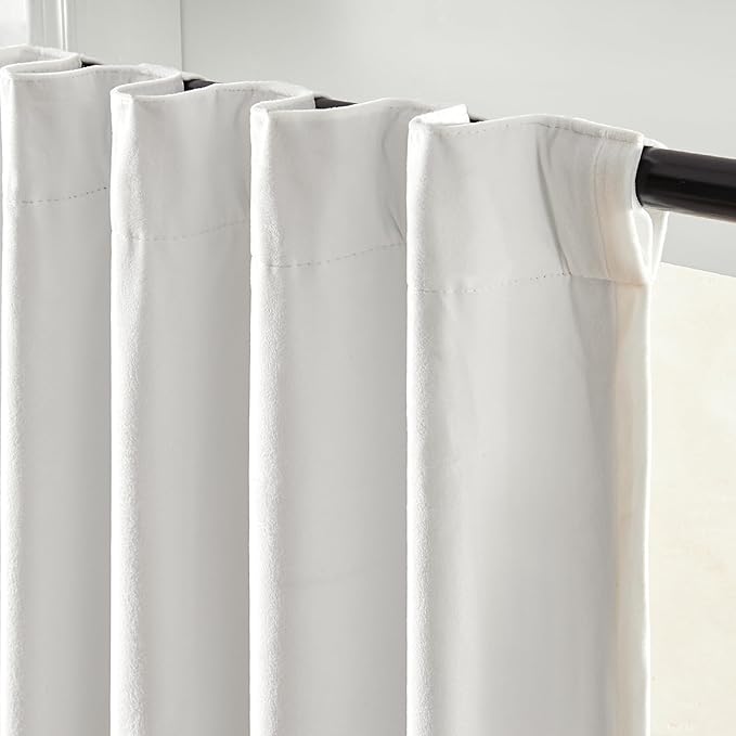 Lazzzy White Blackout Velvet Curtains for Living Room Bedroom 84 Inch Long Insulated Lined Drapes Rod Pocket Modern Window Treatments 2 Panels Set