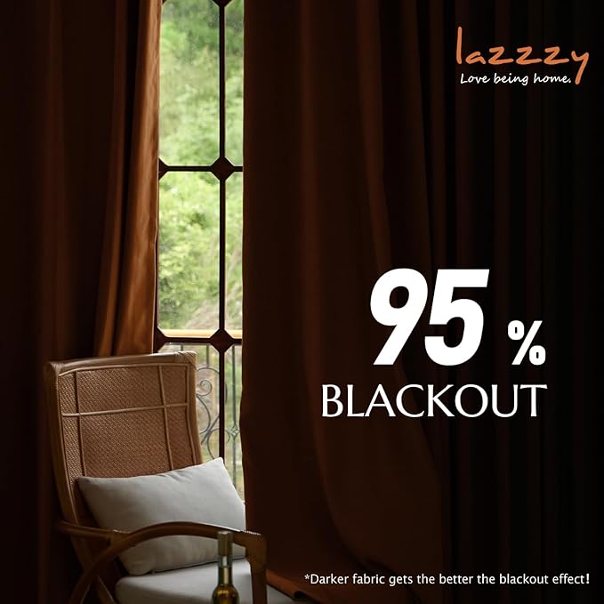 Lazzzy Burnt Orange Blackout Velvet Curtains 84 Inch Long Thermal Insulated Room Darkening Curtain Drapes Luxury Back Tab Window Treatments for Bedroom Living Room 2 Panels, 52 x 84 Inch, Caramel