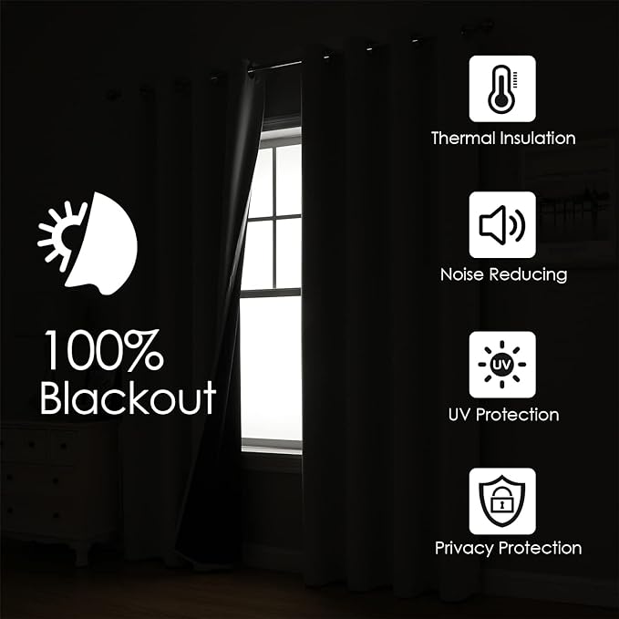 ChrisDowa 100% Blackout Curtains 120 inch Long for Bedroom with Black Liner, 2 Thick Layers Total Blackout Thermal Insulated Grommet Long Window Curtains 2 Panels Set (Brown, 52 x 120 Inch)