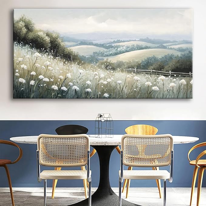 Sea of Flowers Canvas Wall Art - Modern landscape Paintings for Living Room, Bedroom Wall Decor, Framed Wall Art for Home or Office Decoration, Large wall Art 20"x40"(50CMx100CM)