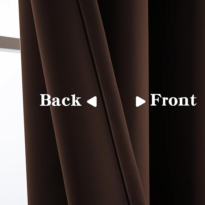 Blackout Curtains 72 Inch Length 2 Panels Set, Black Out Curtains for Bedroom 72 Inch Long, Rod Pocket Energy Saving Room Darkening Drapes for Living Room Window Chocolate(W52 x L72)