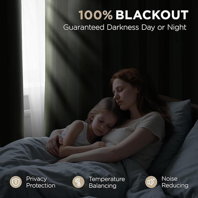 Joydeco Olive Green 100% Blackout Curtains 90 Inch 2 Panels, Luxury Thermal Green Velvet Curtains for Bedroom Living Room, Soundproof Blackout Window Drapes, Rod Pocket & Back Tab (52W x 90L)