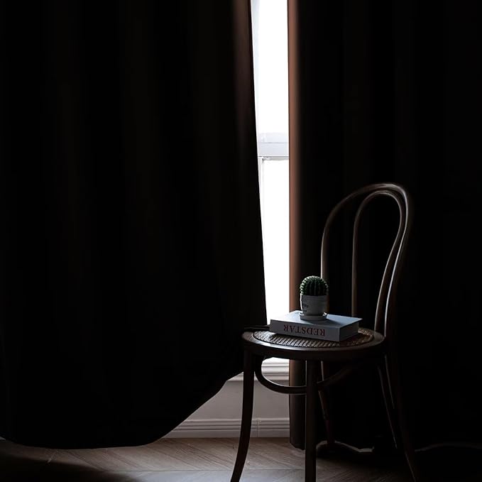 Blackout Curtains 84 Inch Length 2 Panels Set, Black Out Curtains for Bedroom 84 Inch Long, Rod Pocket Energy Saving Room Darkening Drapes for Living Room Window Chocolate(W52 x L84)