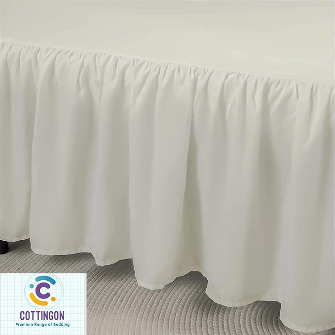 Ruffled Bed Skirt with Split Corners-Dust Ruffle - 15" Drop 100% Microfiber Soft,Sheen & Luxurious Look - Bed Skirts (Ivory -King)