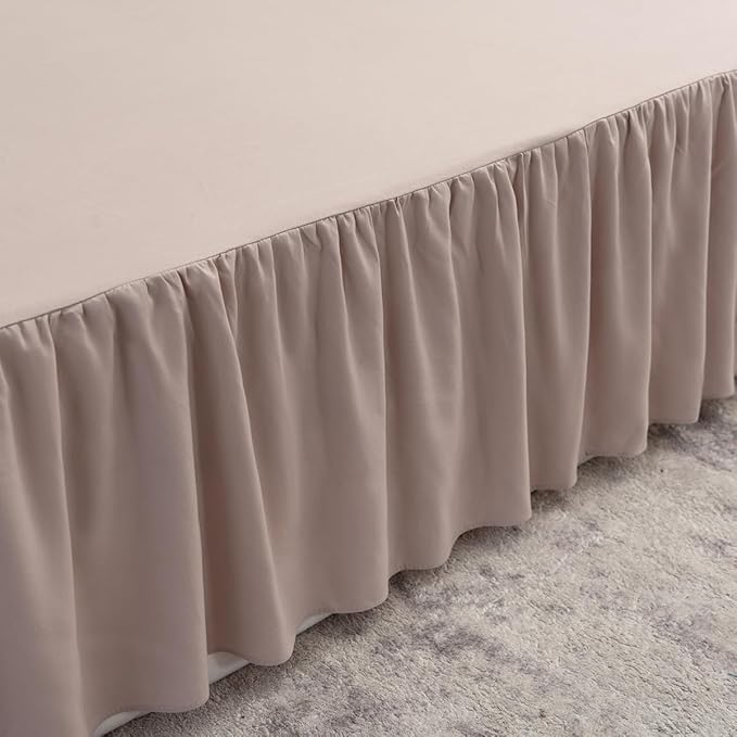 Bed Skirt Queen Size Ruffled Bed Skirt with Split Corners, Queen Bed Skirt 18 Inch Drop, TSUTOMI Queen Size Bed Skirt Khaki for Ruffled Bed Skirt with Split Corners, Bed Skirts Queen Size
