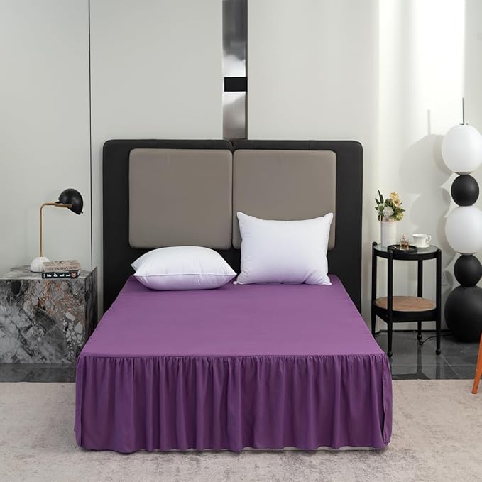 Bed Skirt Full Size Ruffled Bed Skirt with Split Corners, Full Bed Skirt 14 Inch Drop, Full Size Bed Skirt Grape for Ruffled Bed Skirt with Split Corners, Bed Skirts Full Size