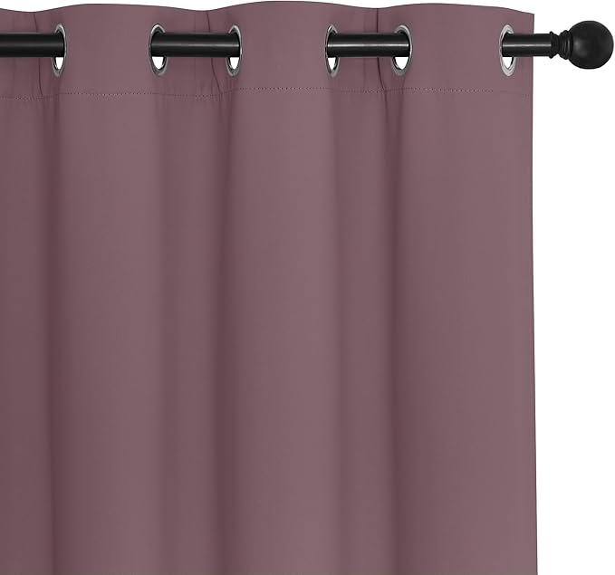 NICETOWN Dry Rose Blackout Curtains for Bedroom/Living Room 132 Inch Length - Thermal Insulated Room Darkening Grommet Top Window Curtains (100 by 132 - Inch, 1 Panel)
