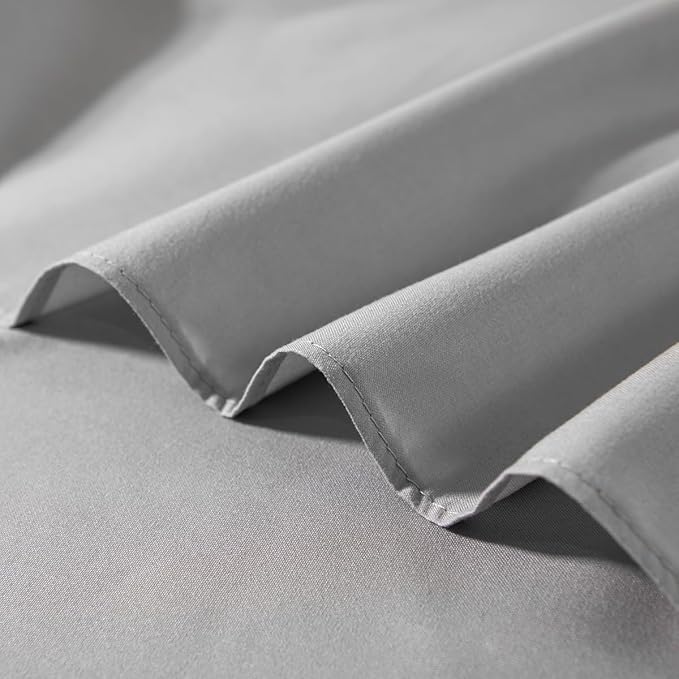 Bed Skirt Twin Size Ruffled Bed Skirt with Split Corners, 16 Inch Drop Dust Ruffle Bed Skirts with Platform, Light Grey