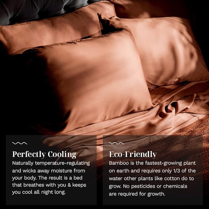 LUXOME Luxury Sheet Set | 100% Rayon (Viscose) from Bamboo | Twin XL - Terracotta | Deep Pockets | 3-Piece Set (Fitted, Flat, Pillowcase)