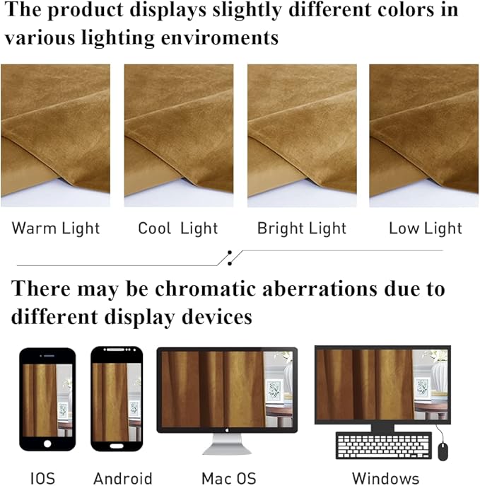 StangH Gold Brown Velvet Curtains for Bedroom, Autumn Curtains Blackout Room Darkening Thermal Insulated Window Drapes for Living Room/Office/Apartment/Bathroom, W52 x L84, 2 Panels