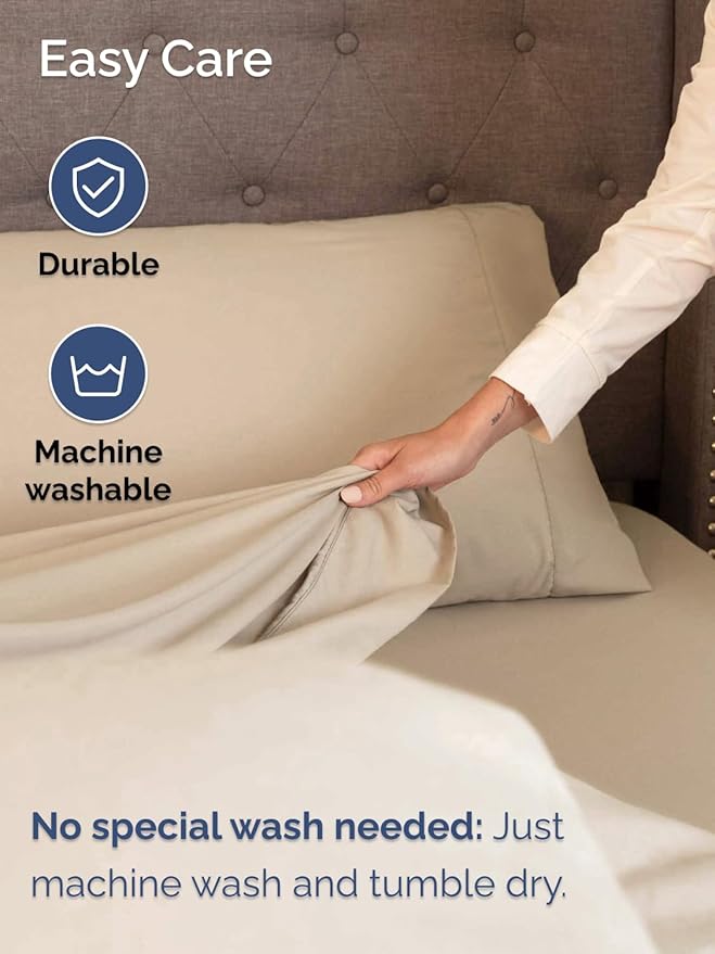 Extra Deep Full Sheet Set - 6 Piece Breathable and Cooling Sheets - Hotel Luxury Bed Sheets Set - Easy & Secure Fit - Soft, Wrinkle Free and Comfy Sheets Set - Cream Sheet Set with Extra Deep Pockets