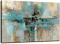 DZL Art A74769 Canvas Prints Abstract Wall Art Print Paintings Blue and Brown Stretched Canvas Wooden Framed for Living Room Bedroom and Office Home Decor Artwork