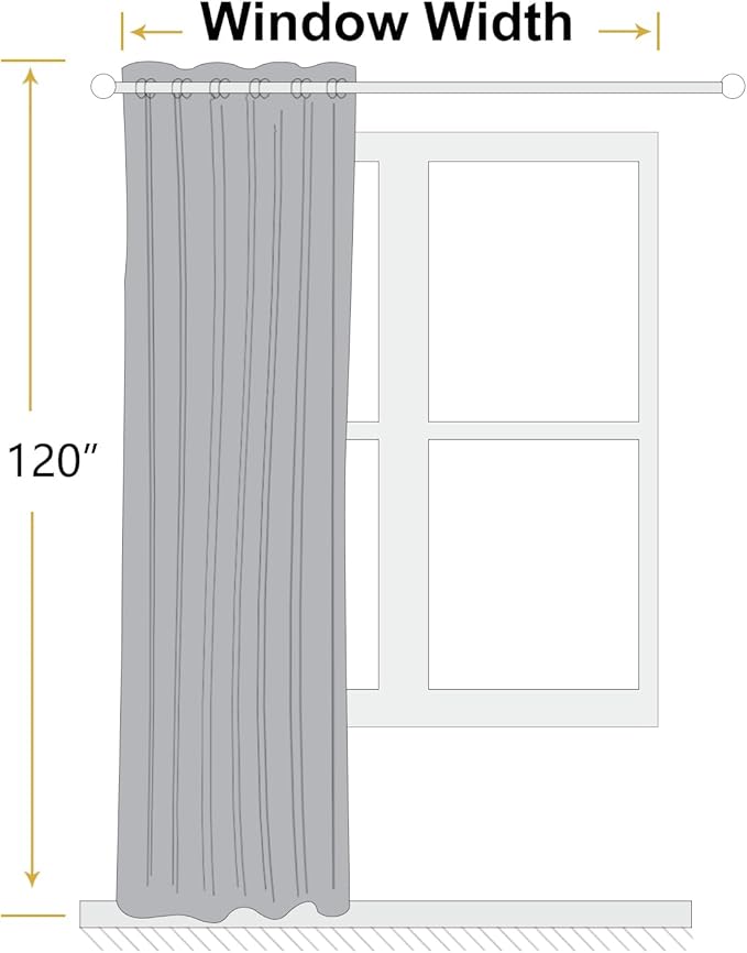 ChrisDowa 100% Blackout Grey Solid Curtains 120 Inches Long 2 Panels for Bedroom Living Room,Farmhouse Room Darkening Thermal Insulated Soundproof Grommet Top Window Treatment Drapes,52x120