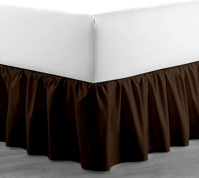 Sleepwell Ruffled Bed Skirt with Split Corner 100% Microfiber Soft,Sheen & Wrinkle Free Bed Skirt Gathered Style Dust Ruffle Bed Skirt with 21 Inch Drop Three Sided Coverage Dust Ruffle