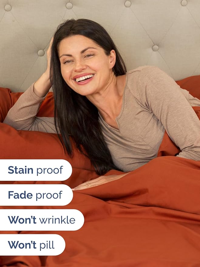 Extra Deep King Sheet Set - 6 Piece Breathable & Cooling Sheets - Hotel Luxury Bed Sheets Set - Easy & Secure Fit - Soft, Wrinkle Free & Comfy Sheets Set - Terracotta Sheet Set with Extra Deep Pockets
