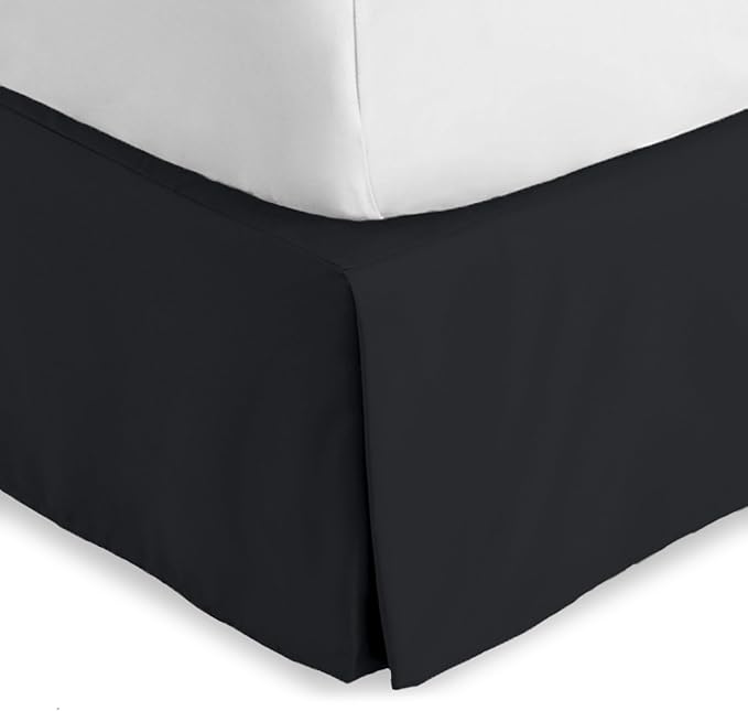 Bare Home Twin XL Bed Skirt - 15-Inch Tailored Drop Easy Fit - Bed Skirt for Twin Extra Long Beds - Center & Corner Pleats (Twin XL, Black)