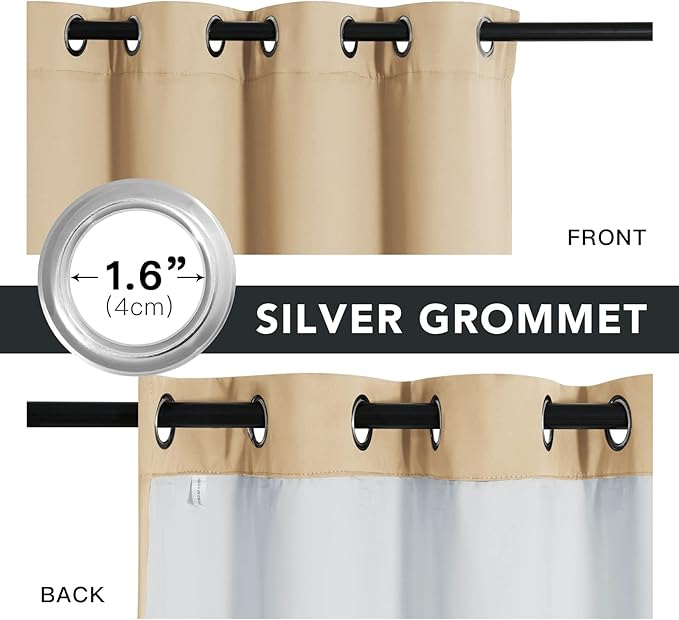 RYB HOME Particle Filtering Curtains Total Blackout Noise Reducing Window Treatment Dust Filter Thermal Insulated Drapes for Studio Laundry Room Furance, Biscotti Beige, W52 x L63 inch, 2 Panel