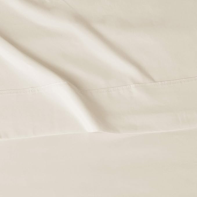 Amazon Basics Lightweight Super Soft, Breathable Easy Care Microfiber 4 Piece Bed Sheet Set with 14-Inch Deep Pockets, Queen, Beige, Solid