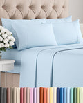 Full 6 Piece Sheet Set - Cooling, Comfy & Breathable - Hotel Luxury Bedding, Includes Fitted Sheet for Women, Men, Kids & Teens - 1 Flat, 1 Fitted Sheet, 4 Pillowcases with Deep Pockets - Baby Blue