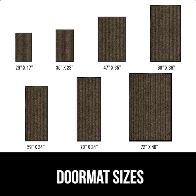 GORILLA GRIP Waterproof Traffic Guard Door Mat, 60x36, Heavy Duty Entryway Mats, Strong Rubber Back Commercial Utility Rugs for Office Hallway, Garage Floor and Home, Low Profile Carpet Runner, Brown