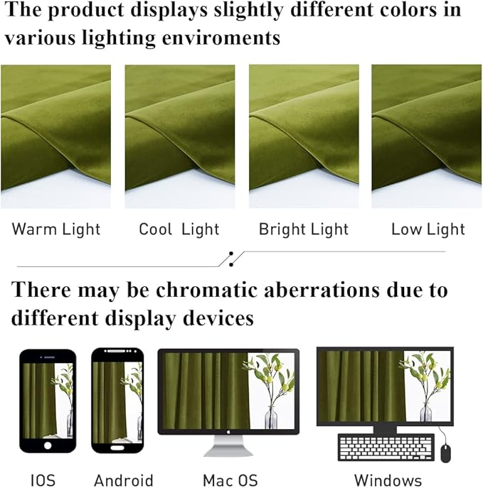 StangH Olive Green Velvet Curtains 108 inches Long Christmas Holiday Home Decor, Soft Thick Light Blocking Privacy Sliding Door Curtains for Dining Room, W52 x L108, 2 Panels