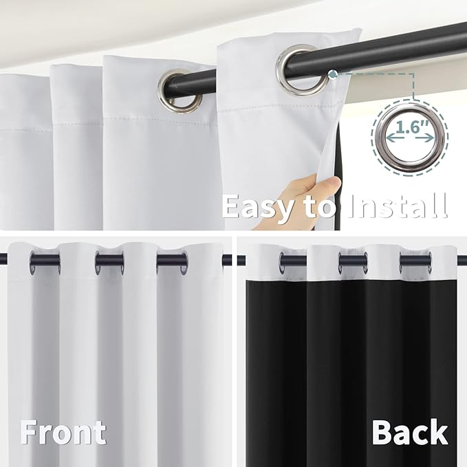 BGment Greyish White 100% Blackout Curtains for Living Room 96 Inch Length 2 Panels, Thermal Insulated Full Light Blocking Energy Save Window Drapes for Nursery Bedroom Darkening, 55 Inch Wide Each
