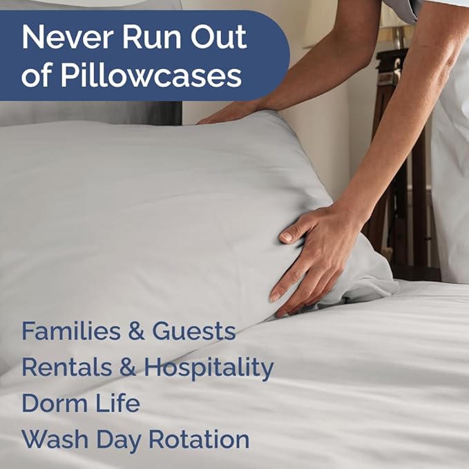 Queen Pillow Cases Set of 6 - Ultra Soft Hotel Quality Pillowcase Covers - Comfy, Cozy & Wrinkle Free - Shrink, Stain & Fade Resistant - Machine Washable Pillow Protectors - 6 Piece Set - French Grey