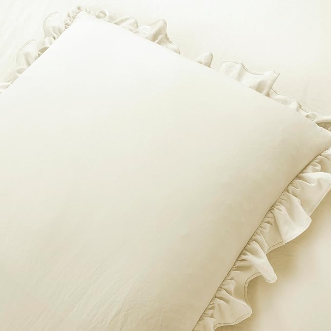 Lush Decor Ruffle Skirt Bedspread Set - 3-Piece Luxurious Farmhouse Bedding - Elegant Ruffle Detail - Timeless Style - Soft Lightweight Sheets - King, Ivory