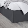 Twin Bed Skirt, Luxury 14 Inch Drop Dark Grey Pleated Bed Skirt, Double Brushed Microfiber, Box Pleat Design, Wrinkle & Fade Resistant, Easy Fit Tailored Bedskirt for Twin Size Beds