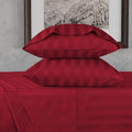 URBANHUT 800 Thread Count 100% Cotton Damask Full Size Sheets, 4 Piece Striped Full Size Bedsheets, Luxury Hotel Sheets Sateen Weave - Better Than Egyptian, 16" Elasticized Deep Pocket- Burgundy