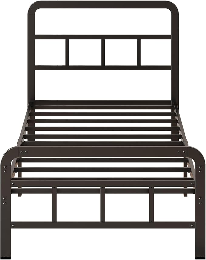 12 Inch Twin XL Bed Frames with Headboard and Footboard, No Box Spring Needed, Heavy Duty Metal Mattress Foundation, Noise Free, Easy Assembly, Black