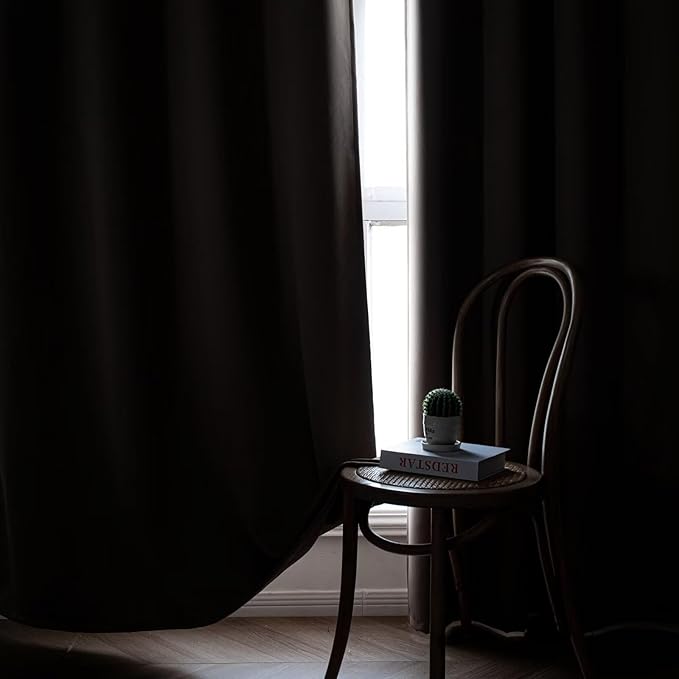 Blackout Curtains 96 Inch Length 2 Panels Set, Black Out Curtains for Bedroom 96 Inch Long, Rod Pocket Energy Saving Room Darkening Drapes for Living Room Window Khaki(W52 x L96)